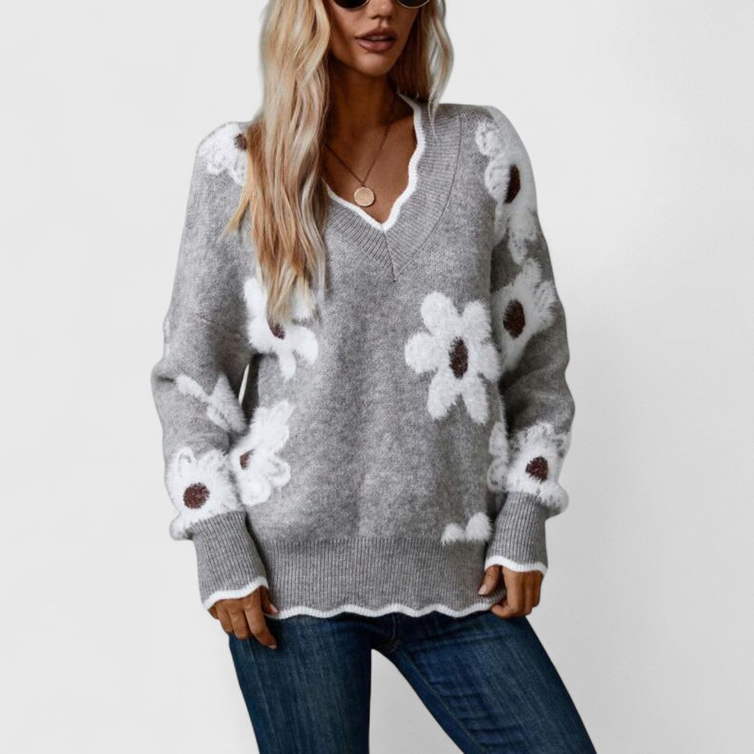 Ζηνοβία - Εκλεπτυσμένο πλεκτό με λουλουδάτο σχέδιο και θηλυκή γραμμή