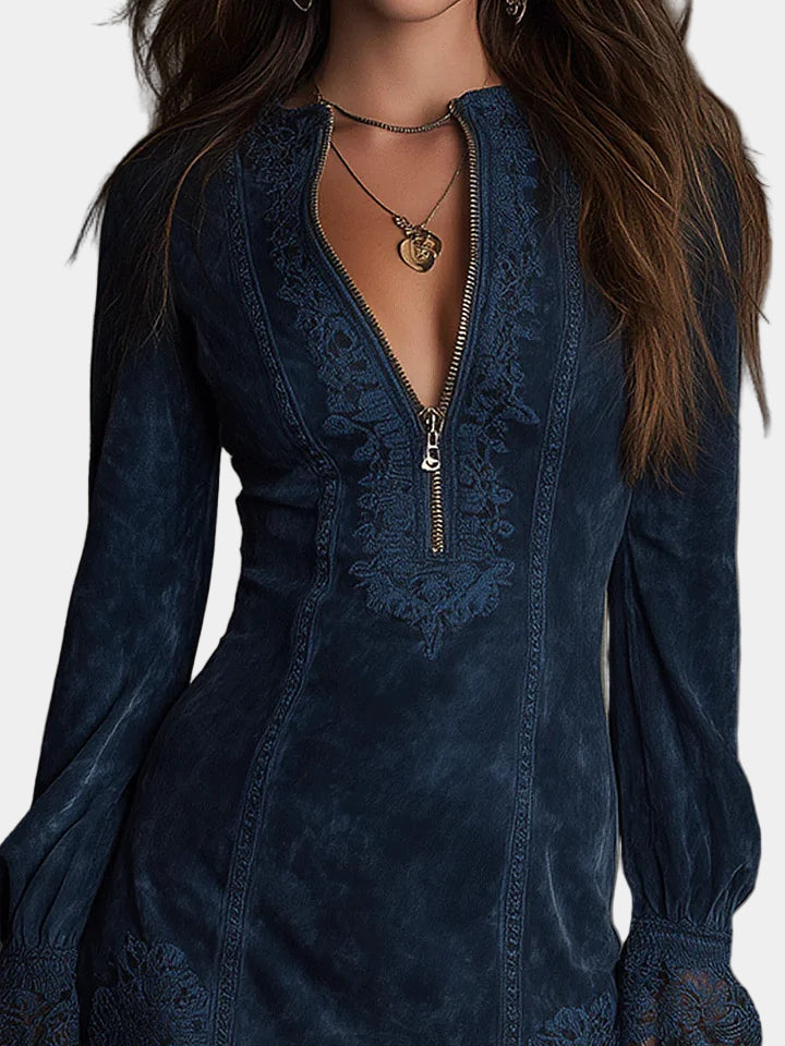 Αναστασία - Μίνι φόρεμα από σουέντ με δαντέλα