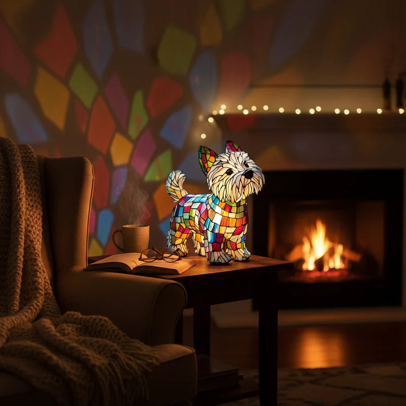 Σκυλάκος – Μαγικό φωτιστικό σκύλου σε χρωματιστό γυαλί