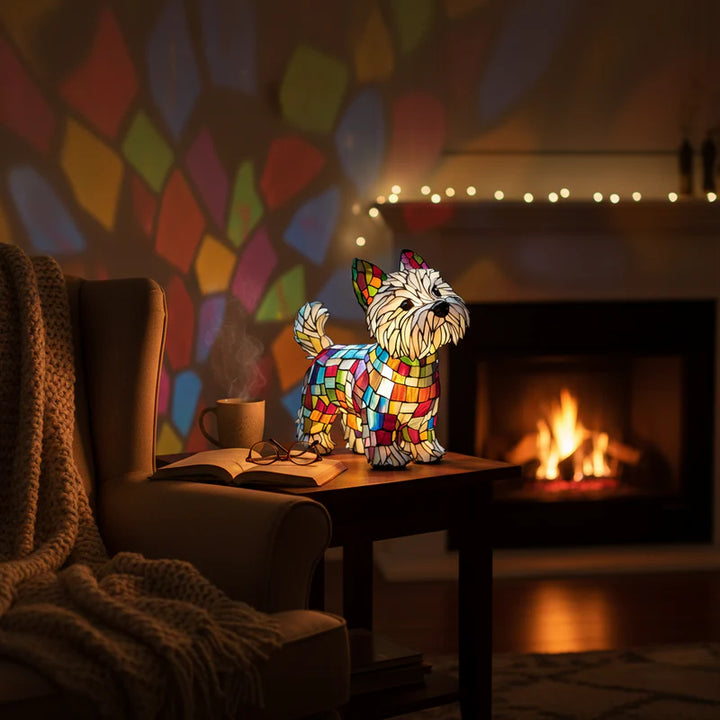 Σκυλάκος – Μαγικό φωτιστικό σκύλου σε χρωματιστό γυαλί