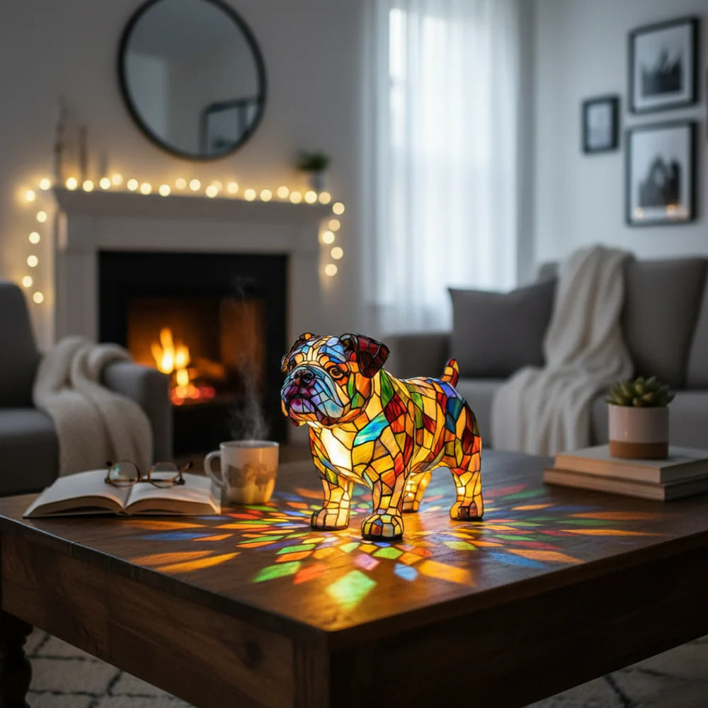 Παππούλης – Μαγικό φωτιστικό σκύλων σε χρωματιστό γυαλί