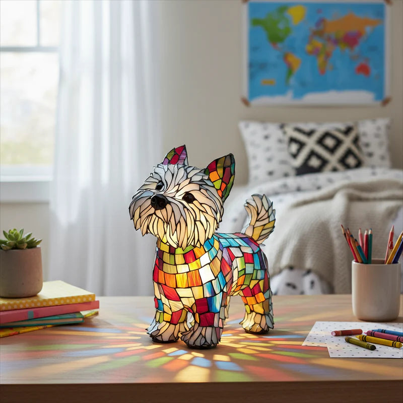 Σκυλάκος – Μαγικό φωτιστικό σκύλου σε χρωματιστό γυαλί