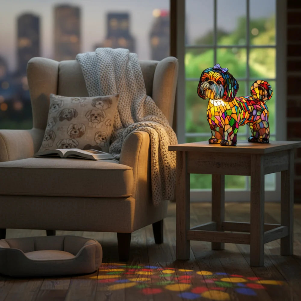 Μίννικα – Μαγικό φωτιστικό σκύλων σε χρωματιστό γυαλί