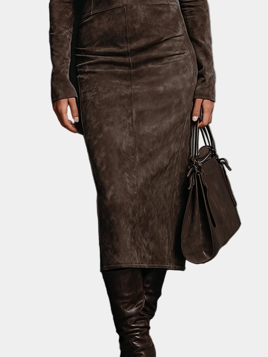 Μαρία - Μακρύ καφέ φόρεμα midi