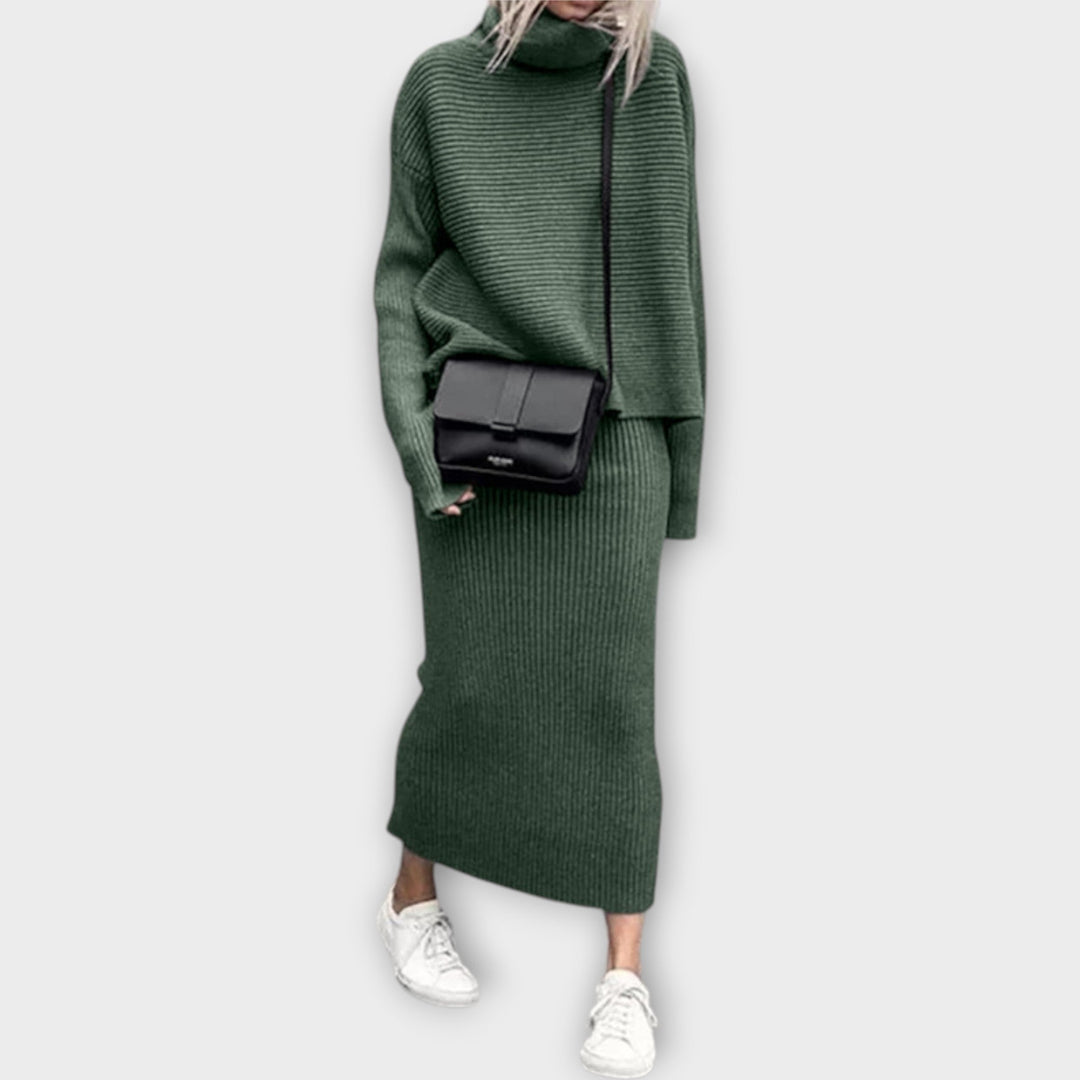 Πλεκτό Σετ με Ζιβάγκο και Φούστα