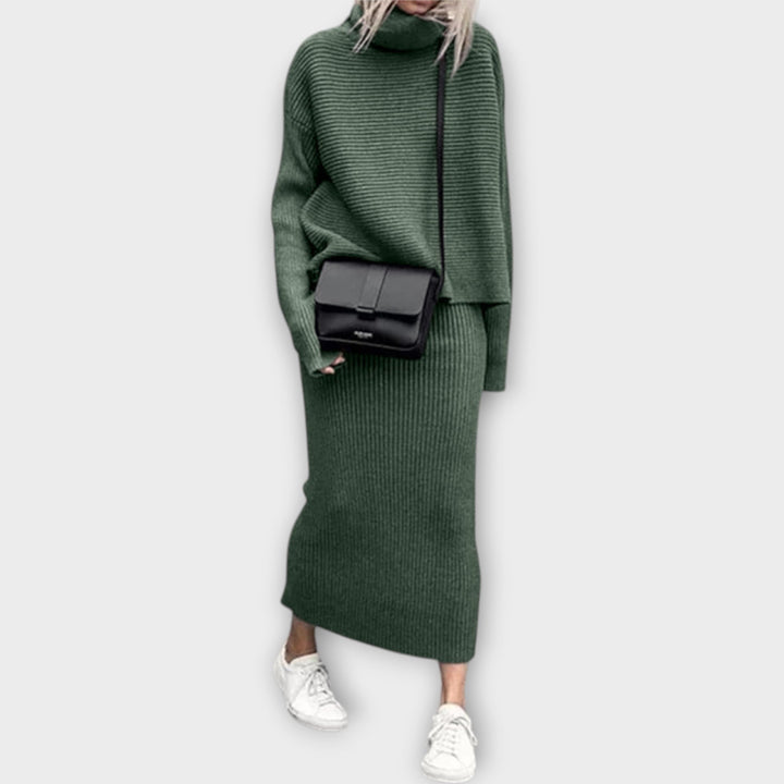 Πλεκτό Σετ με Ζιβάγκο και Φούστα