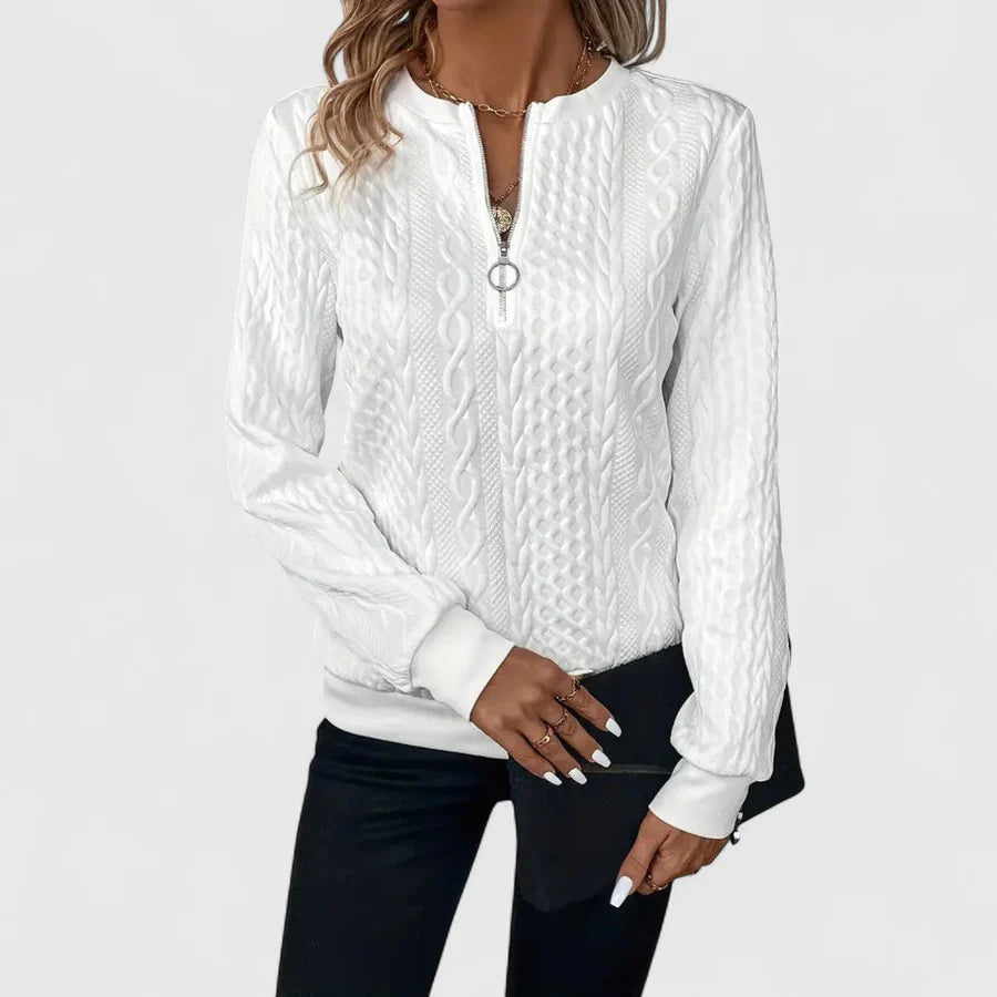 Παγώνα - Γυναικεία ζακέτα με φερμουάρ και πλεκτό σχέδιο για κομψή άνεση