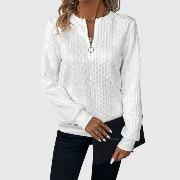 Παγώνα - Γυναικεία ζακέτα με φερμουάρ και πλεκτό σχέδιο για κομψή άνεση