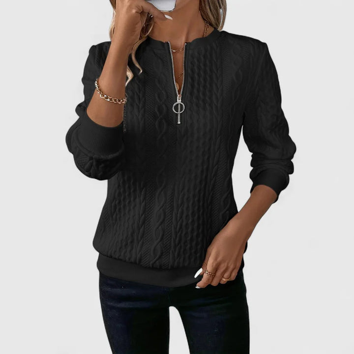 Παγώνα - Γυναικεία ζακέτα με φερμουάρ και πλεκτό σχέδιο για κομψή άνεση