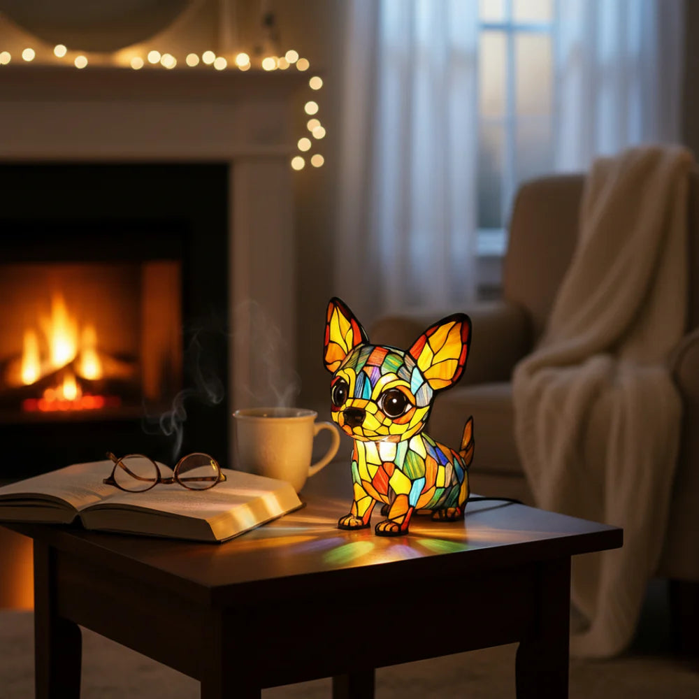 Πατουσάκι – Μαγικό φωτιστικό σκύλων σε χρωματιστό γυαλί