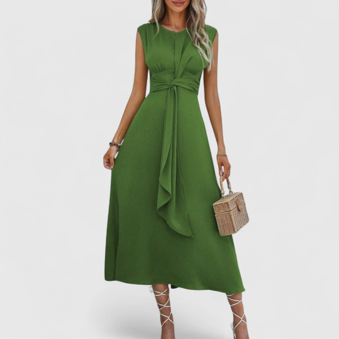 Πηνελόπη - Αέρινο μάξι φόρεμα χωρίς μανίκια με κολακευτικό στρογγυλό ντεκολτέ