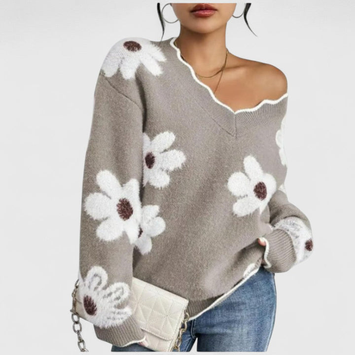 Ζηνοβία - Εκλεπτυσμένο πλεκτό με λουλουδάτο σχέδιο και θηλυκή γραμμή