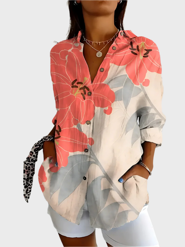 Μπλούζα Βαμβακερή με Φλοράλ Σχέδιο