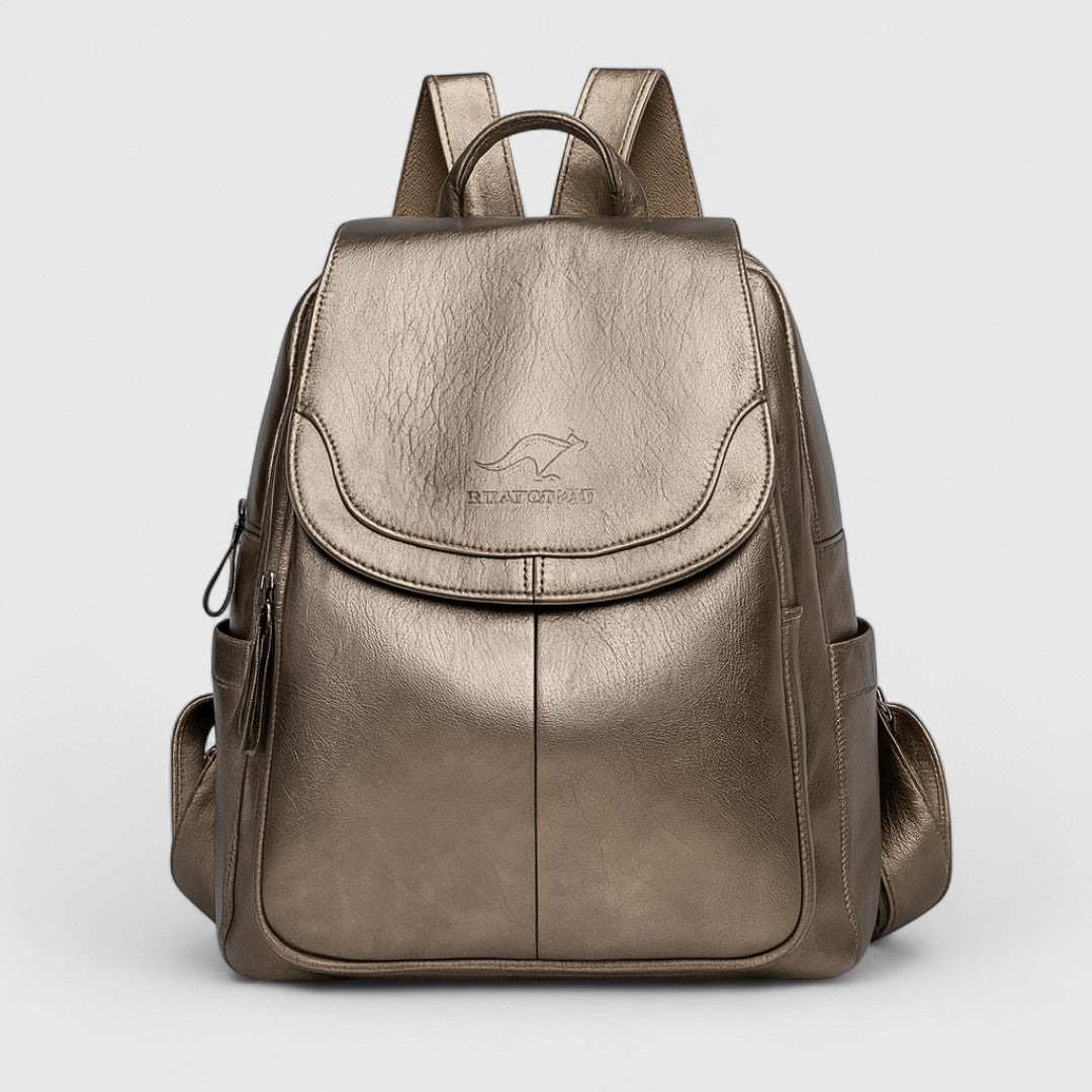 Καλλιστώ - Δερμάτινο σακίδιο πλάτης με αντικειμενικό σχέδιο και στυλ