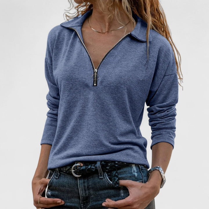 Χριστίνα - Γυναικείο πουλόβερ μισού φερμουάρ με χαλαρή εφαρμογή