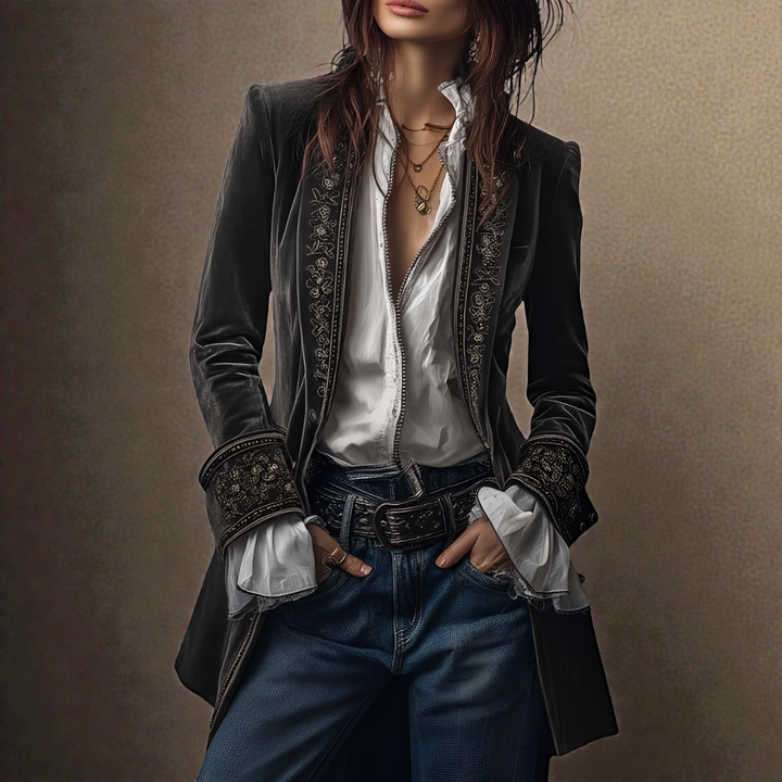 Σοφία - Βελούδινο Σακάκι με Κέντημα