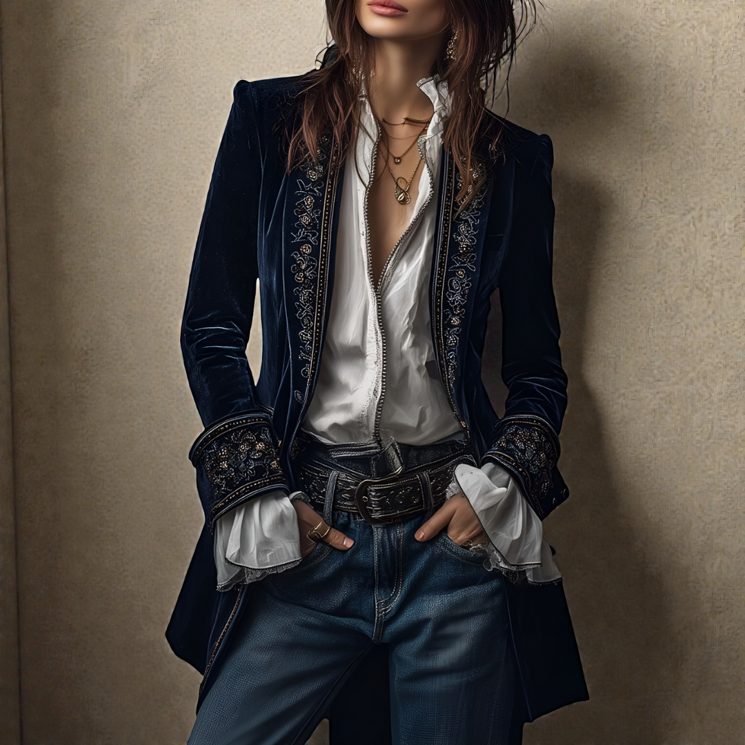 Σοφία - Βελούδινο Σακάκι με Κέντημα