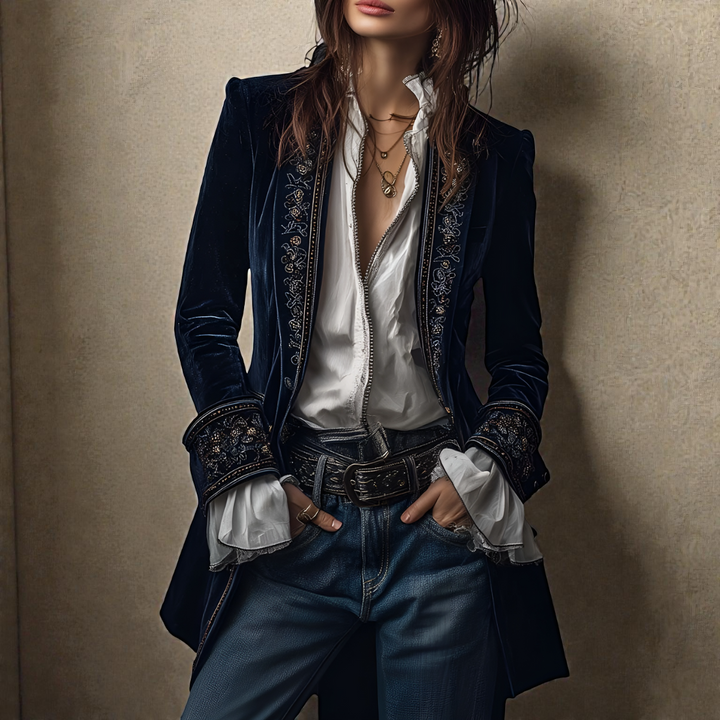 Σοφία - Βελούδινο Σακάκι με Κέντημα