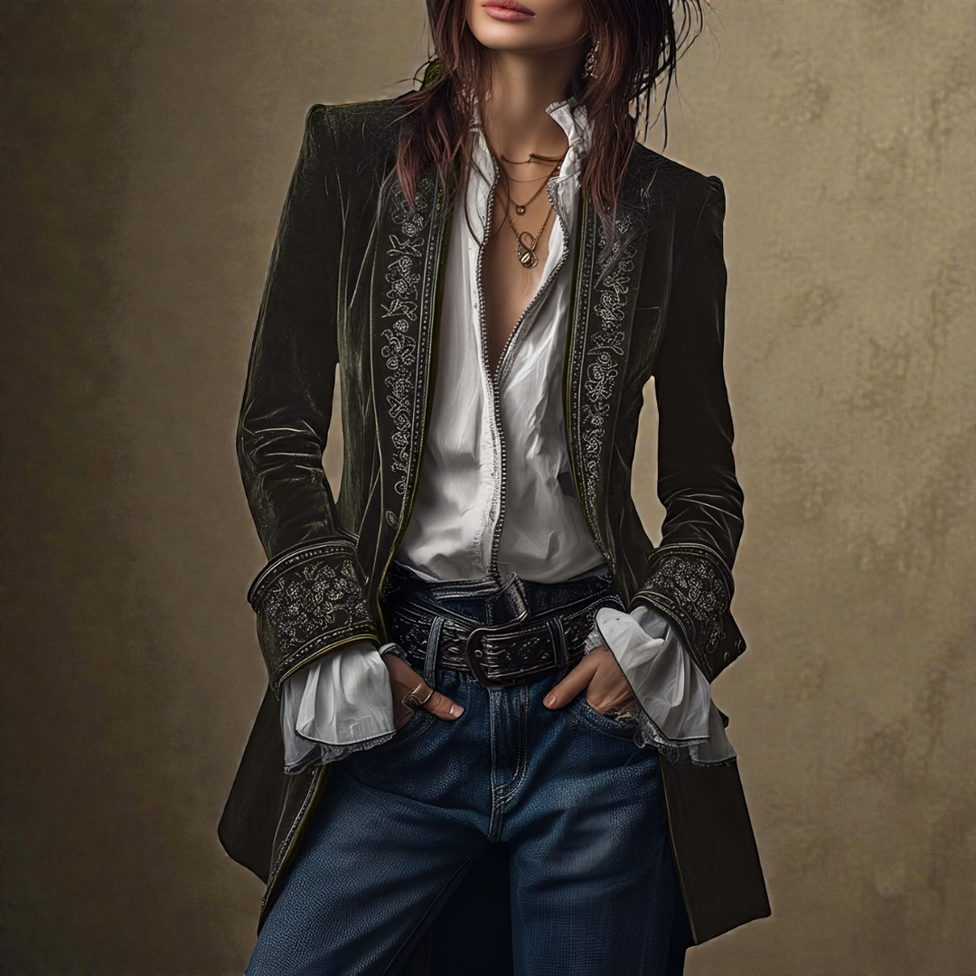 Σοφία - Βελούδινο Σακάκι με Κέντημα