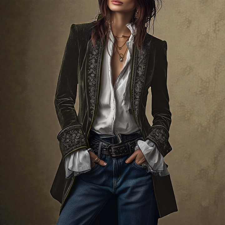 Σοφία - Βελούδινο Σακάκι με Κέντημα