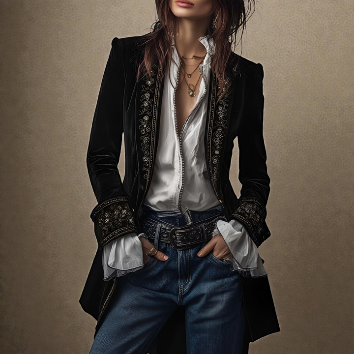 Σοφία - Βελούδινο Σακάκι με Κέντημα