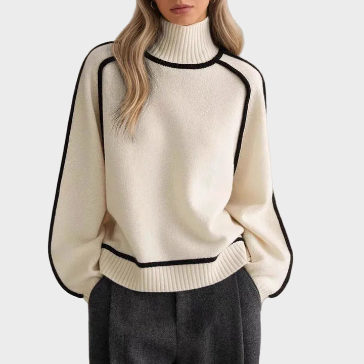 Βασιλική - Κομψό μονόχρωμο πουλόβερ με ψηλό γιακά