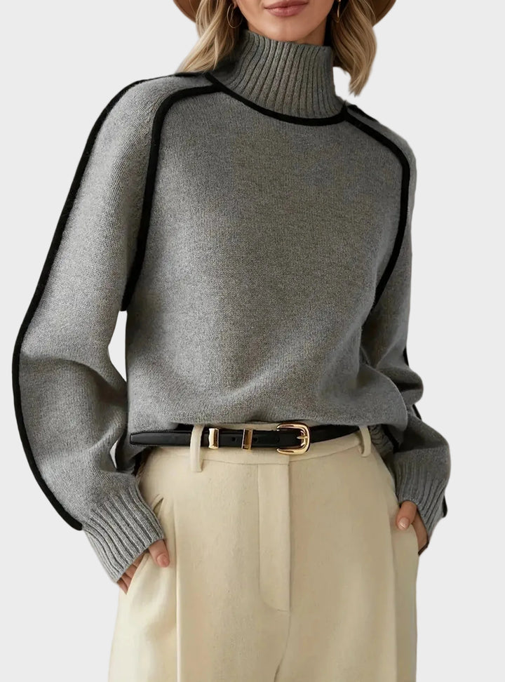 Βασιλική - Κομψό μονόχρωμο πουλόβερ με ψηλό γιακά