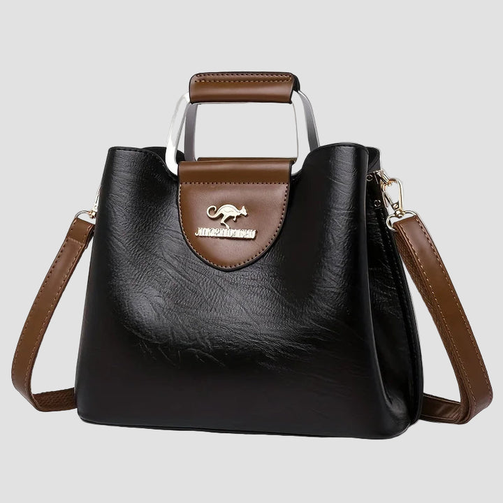 Άννα - Κομψό Δίχρωμο Δέρμα Τσάντα