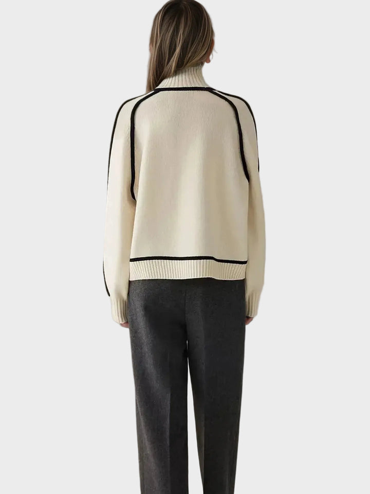 Βασιλική - Κομψό μονόχρωμο πουλόβερ με ψηλό γιακά