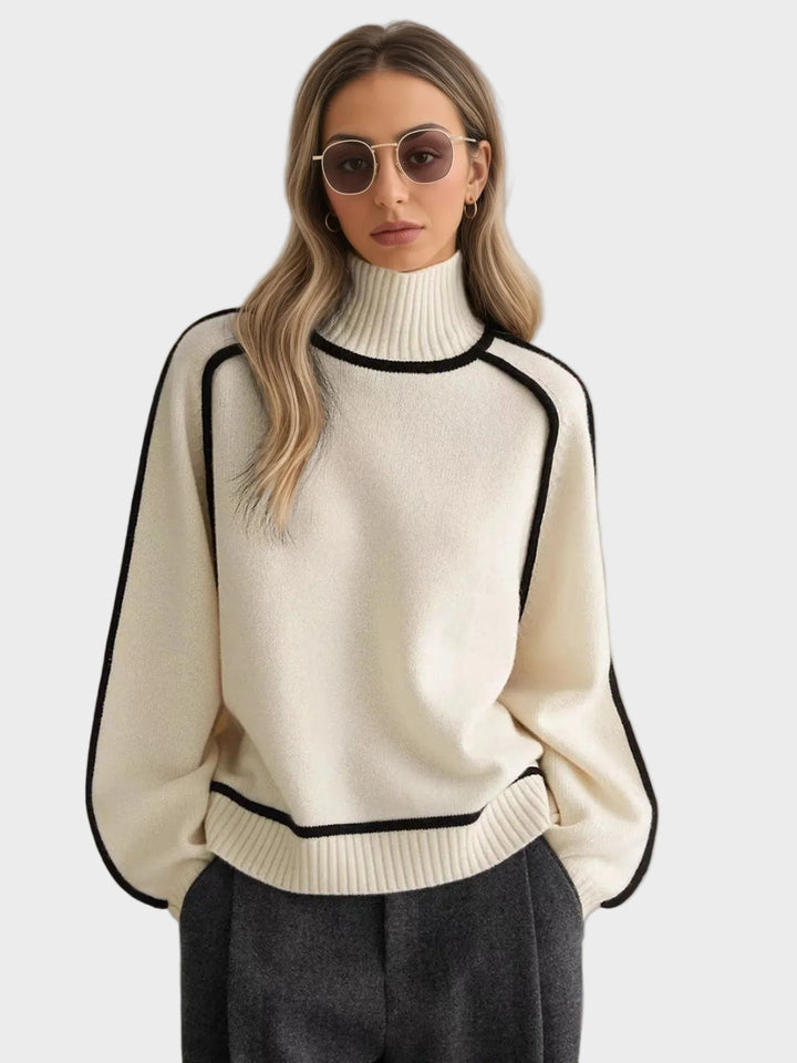 Βασιλική - Κομψό μονόχρωμο πουλόβερ με ψηλό γιακά