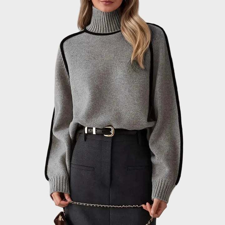 Βασιλική - Κομψό μονόχρωμο πουλόβερ με ψηλό γιακά