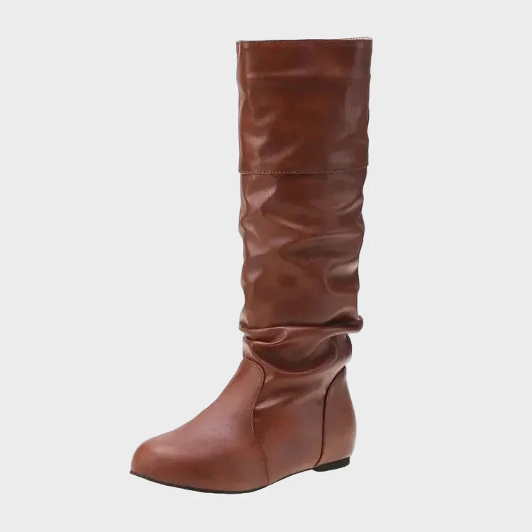 Βάσια - Casual μπότες με χαμηλό τακούνι και πτυχώσεις