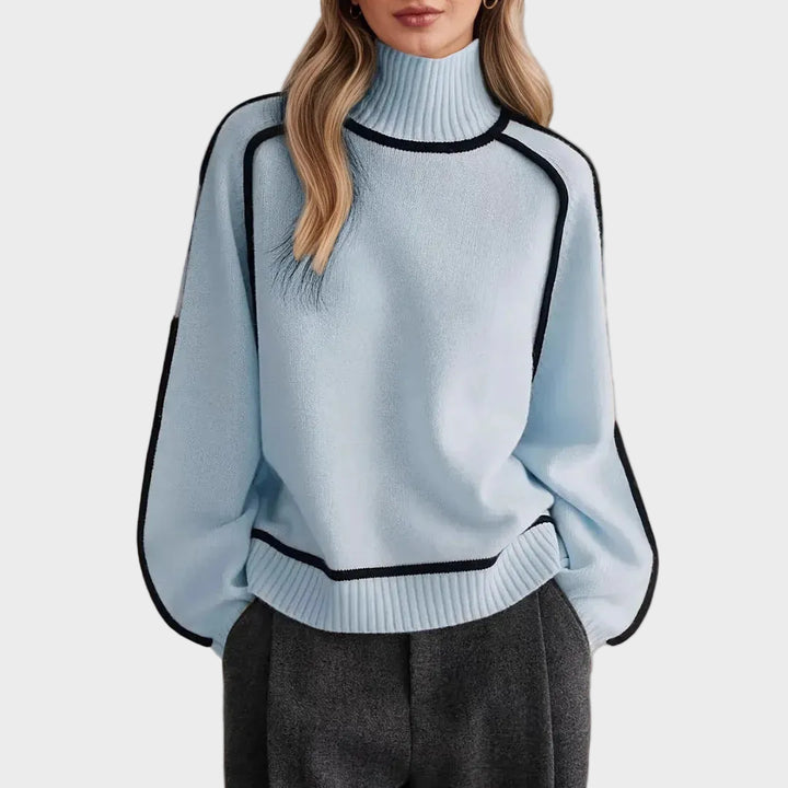 Βασιλική - Κομψό μονόχρωμο πουλόβερ με ψηλό γιακά