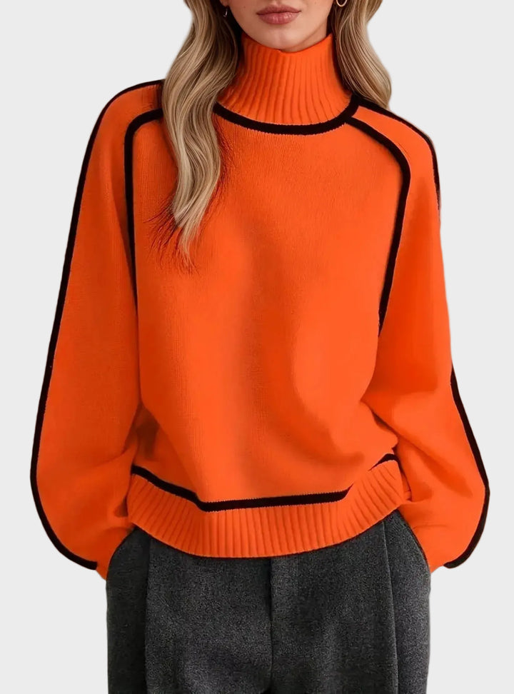 Βασιλική - Κομψό μονόχρωμο πουλόβερ με ψηλό γιακά