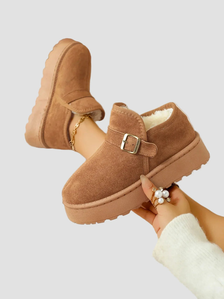 Νικολέτα - Ζεστά μποτάκια με επένδυση από συνθετική γούνα και εμφάνιση σουέτ