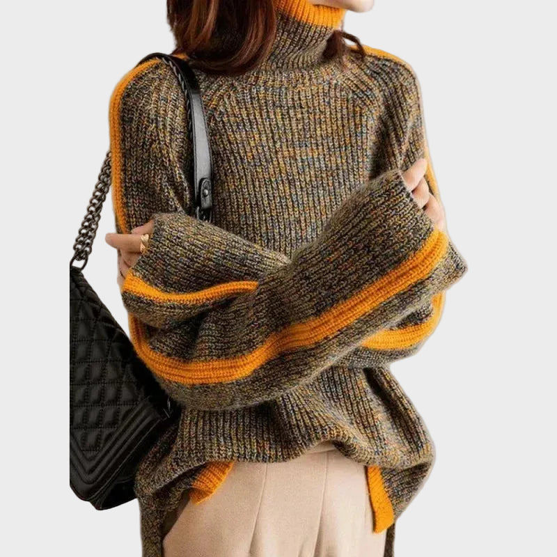 Athina - Ζεστό πουλόβερ με λεπτομέρειες από ζεστό μείγμα μαλλιού