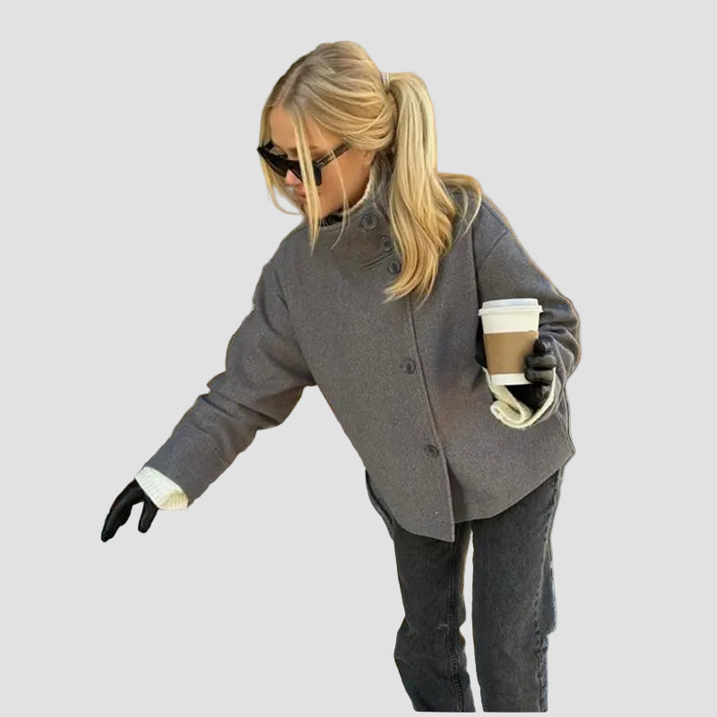 Iris - Μινιμαλιστικό γκρι σακάκι από μείγμα μαλλιού