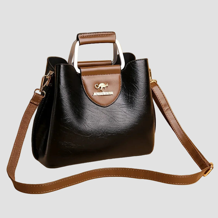 Άννα - Κομψό Δίχρωμο Δέρμα Τσάντα