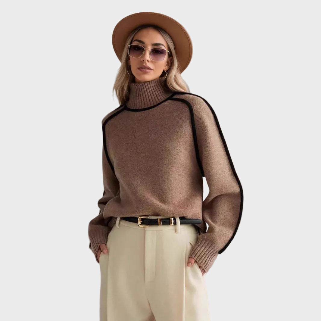 Βασιλική - Κομψό μονόχρωμο πουλόβερ με ψηλό γιακά