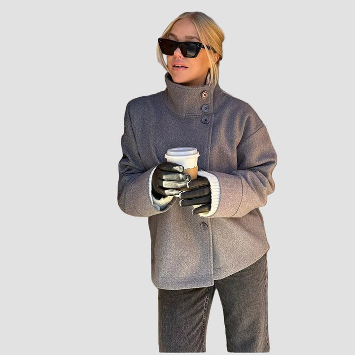 Iris - Μινιμαλιστικό γκρι σακάκι από μείγμα μαλλιού