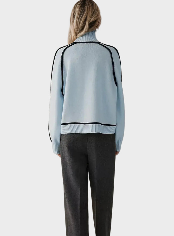 Βασιλική - Κομψό μονόχρωμο πουλόβερ με ψηλό γιακά