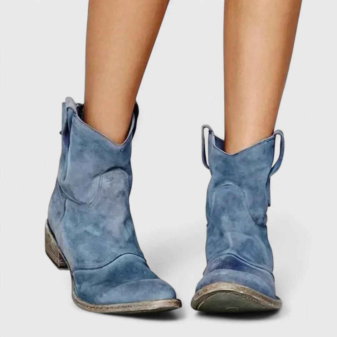 Ελευθερία - Μποτάκια τύπου cowboy σε ρετρό γραμμή, μέχρι τον αστράγαλο, με κομψό φινίρισμα