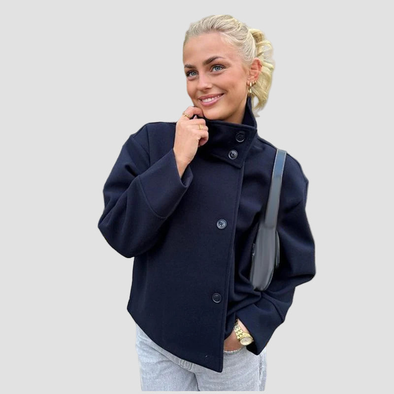 Iris - Μινιμαλιστικό γκρι σακάκι από μείγμα μαλλιού