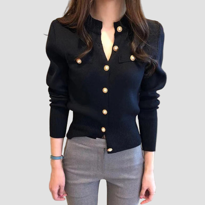 Ελένη - Κοντό ζακέτο με κουμπιά από μαργαριτάρια