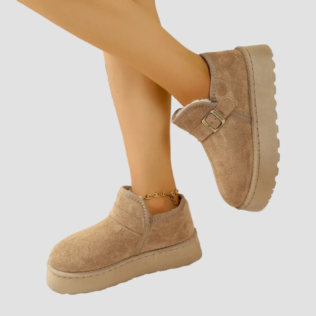 Νικολέτα - Ζεστά μποτάκια με επένδυση από συνθετική γούνα και εμφάνιση σουέτ