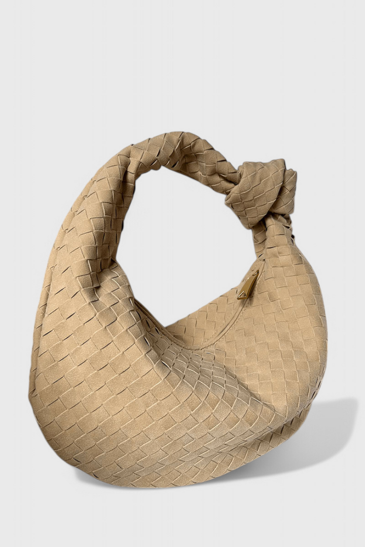 Μωβ Μεσαία Τσάντα Υφασμένη με Λεπτομέρεια Κόμπου