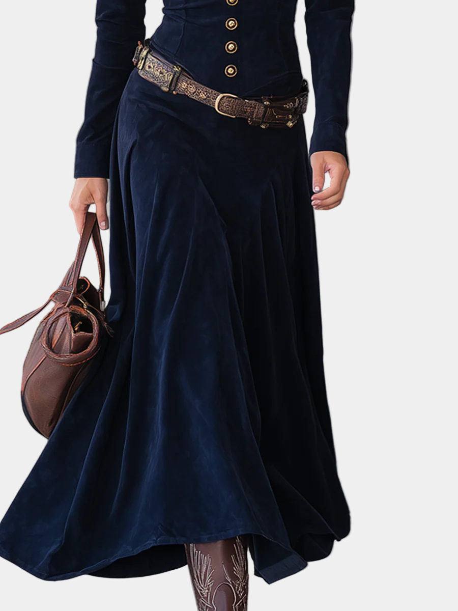 Χριστίνα - Φαρδύ σουέτ φόρεμα με σκίσιμο