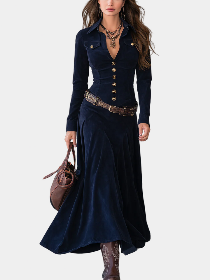 Χριστίνα - Φαρδύ σουέτ φόρεμα με σκίσιμο