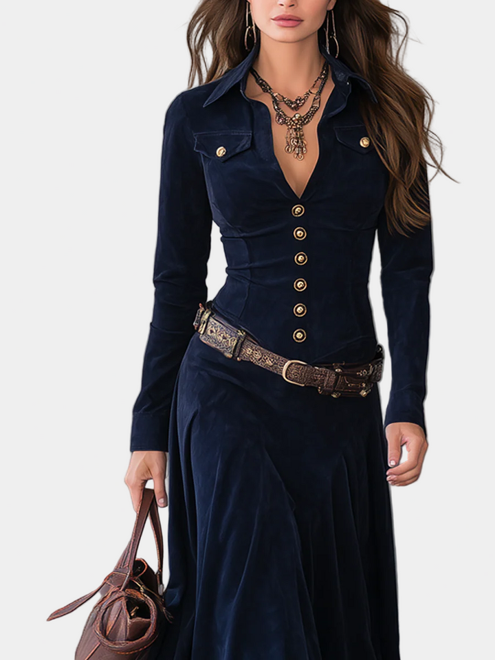 Χριστίνα - Φαρδύ σουέτ φόρεμα με σκίσιμο