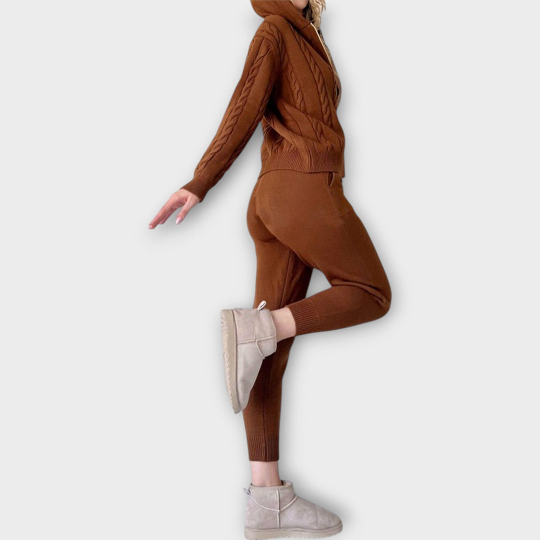 Πλεκτό Σετ με Κουκούλα και Ζακέτα 